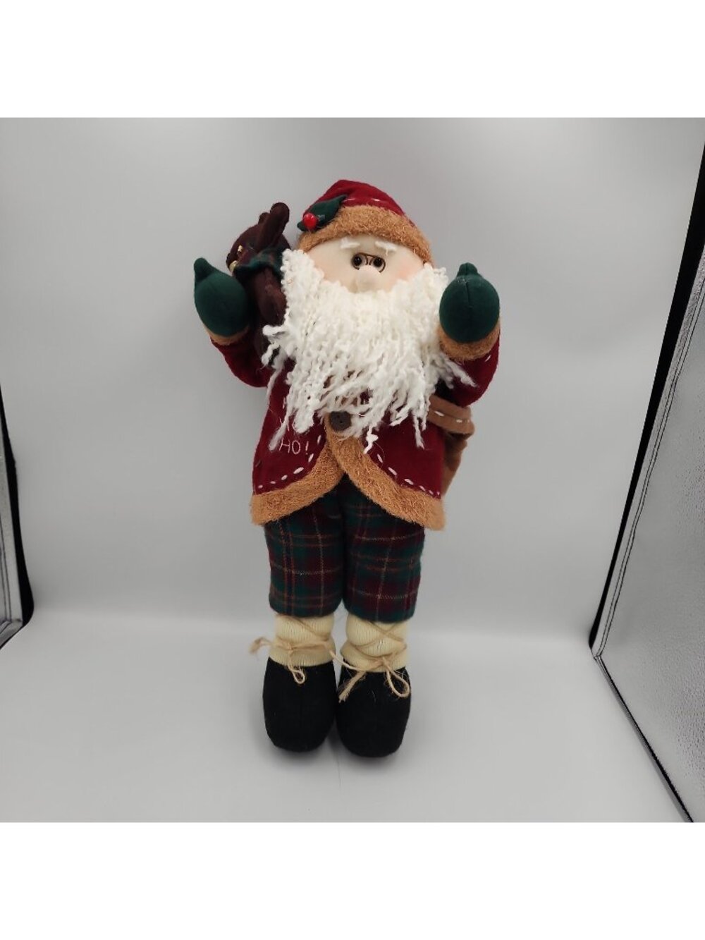 Santa Claus Standing Christmas Dolls Primitive Folk Dress 17”